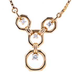 14KYG Italian Diamond Pendant Necklace 15"