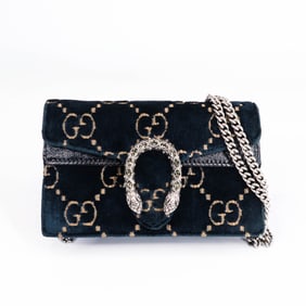 Gucci Super Mini GG Blue Velvet Dionysus Bag