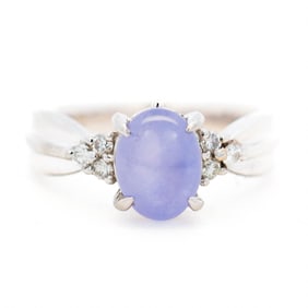 Platinum 2.68ct Star Sapphire, & .11ctw Diamond Pinky Ring, size 4