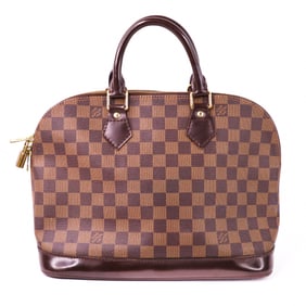 Louis Vuitton Alma PM Damier Ebene Leather & Coated Canvas Handbag