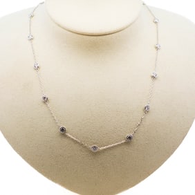14KWG 2.50ct Diamonds By the Yard 15 Station Necklace Lab 17"