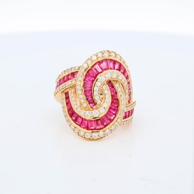 Effy 14K YG 3.28ctw Ruby 0.83ctw Diamond Ring, 6, Ring size: 6, Weight: 9.0 grams