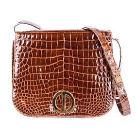 Vintage Christian Dior Genuine Crocodile Leather Shoulder Bag