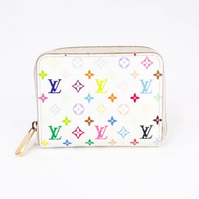 Louis Vuitton Multicolore Compact Wallet – White Canvas / Pink Interior