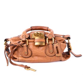 Chloe Paddington Satchel – Tan Leather with Oversized Padlock & Brass-Tone Hardware