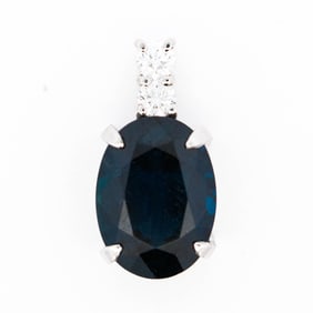 Platinum 3.96ct Natural Sapphire & .15ctw Diamond Pendant