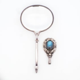 Lot of 2 Georg Jensen Pendants: 311C Dewdrop Rock Crystal, 1997 Labradorite Pendant