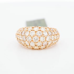 18KYG 3.88ctw 5 Row Pave Set Natural Diamond Domed Band, 6