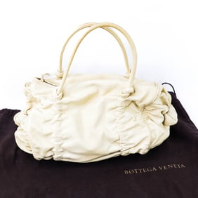 Bottega Veneta Leather Top Handle Bag – Cream (with Dust Bag & Cards)