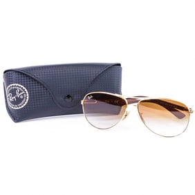 RayBan RB8313 Gold-Tone & Brown Gradient Lens Aviator Sunglasses w/Case