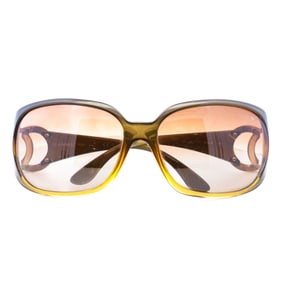 Chanel Madi CC-Logo Gradient Shield Sunglasses – Olive / Honey Brown