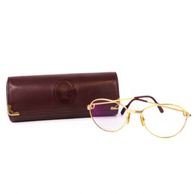 Cartier Paris 55?18 Optical Frame • Gold-Plated Aviator / Brown Temple Tips