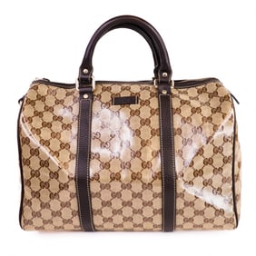 Gucci Speedy GG Crystal Coated Canvas Brown Leather Trim – Large Carryall