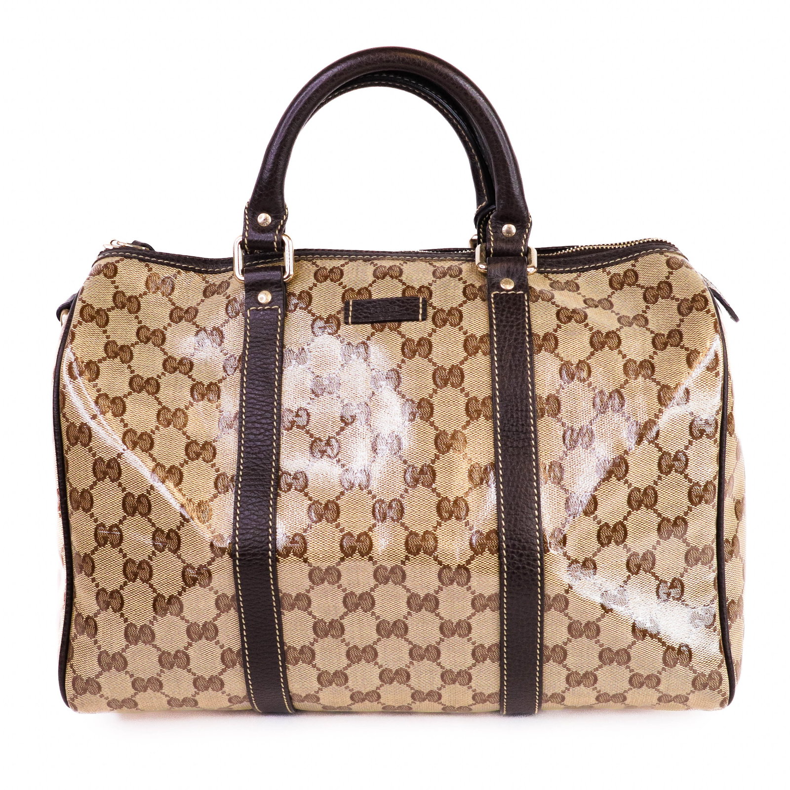 Gucci Speedy GG Crystal Coated Canvas Brown Leather Trim – Large Carryall (1 of 7)