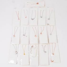 Collection of 16 New Old Stock Sterling Silver 925 Necklaces Resale Ready