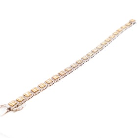14KWG 4.00ctw White & Fancy Yellow Natural Diamond Bracelet 7"