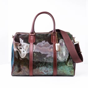 Jean Paul Gaultier V Cyber Boston Bag Y2K – Rare Holographic Effect with Brown Leather Trim