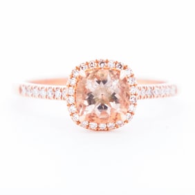 14KRG 1.17ctw Morganite & Diamond Ring, Size 7