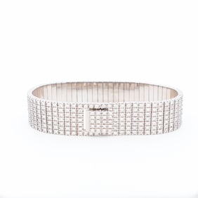 18KWG Estate 10.05ctw Diamond Panel Bracelet 7"