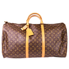 Louis Vuitton Monogram Keepall 55 – Canvas Travel Bag with Vachetta Leather Trim