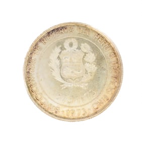 Peru–Japan Centennial 100 Soles de Oro Silver Coin — 1973, 22 g