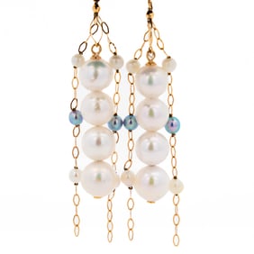 18KYG 2.8-6.4mm Pearl Dangle Earrings 2"