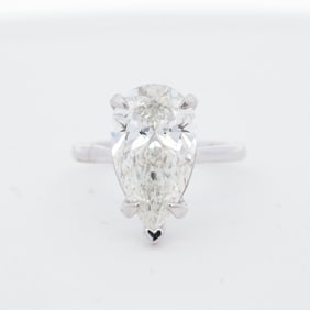 14KWG 5.33ct Lab Grown Pear Cut Diamond Ring, 7