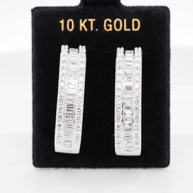 10KWG 3.00ctw Diamond Pave Huggie Earrings, Lab
