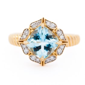 14KYG 2.02ct Aquamarine & .13ctw Diamond Ring, Size 7