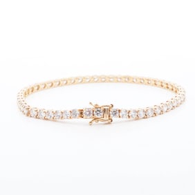 14KYG 6.00ctw Round Brilliant Lab Diamond Tennis Bracelet 7.25"