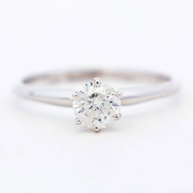 14KWG .50ct Natural Round Brilliant Diamond Solitaire, 7