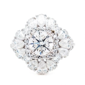 14KWG 4.25ctw/2.00ctr Lab Grown Diamond Halo Ring, 7