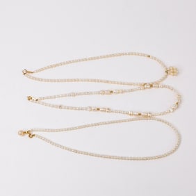 Group of 3 Pearl Necklaces with 18k Gold Hardware
