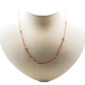 14KRG Natural Diamonds By The Yard Diamond Necklace 16-18"