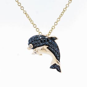 14KYG Effy Dolphin Necklace 18" w/ Retail Tag $2,624.00