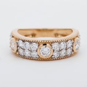 14K Yellow Gold Milgrain Band with 1.62 ctw Lab-Grown Diamonds, 6.75