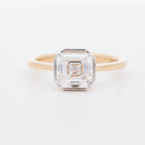 14KYG 2.00ct Lab Grown Asscher Cut Diamond Ring, 7