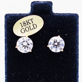 18KYG 4.00ctw Round Brilliant Lab Diamond Studs