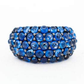 18KWG Effy 4.99ct Natural Sapphire Cocktail Bombe Ring, Sz 6.5