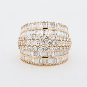 10K Yellow Gold 3.00ctw 7-Row Diamond Band