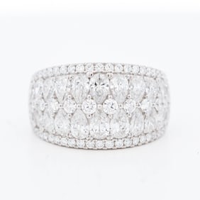 14KWG 3.00ctw Pear-and-Round Lab-Grown Diamond Wide Band, 6.75