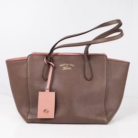 GUCCI Large Swing Leather Tote Bag