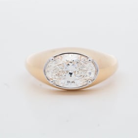14KYG 2.00ct Lab Grown Oval Cut Diamond Ring, 6.75