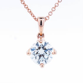 14K Rose Gold 1.00ct F-VS Lab Grown Diamond Solitaire Necklace 18"