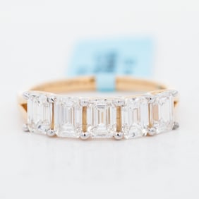 14KYG 2.00ctw 5 Stone Emerald Cut Lab Diamond Band, 7
