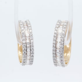 10KYG 3.00ctw Lab Grown Diamond Hoop Earrings