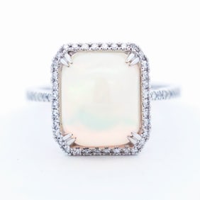14KWG Effy 4.45ct Ethiopian Opal & Natural .19ctw Diamond Ring, sz 8, $3,749 retail