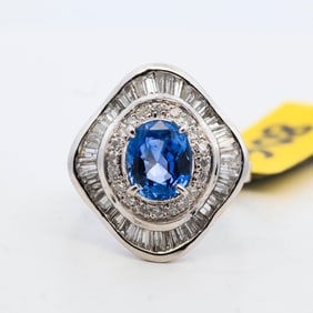 GIA Plat. 2.31ct No Heat Ceylon Sapphire Ring, 6
