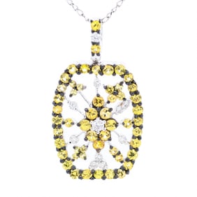 18KWG 2.47ct Yellow Sapphire & 0.34ct Natural Diamond Necklace, 18"
