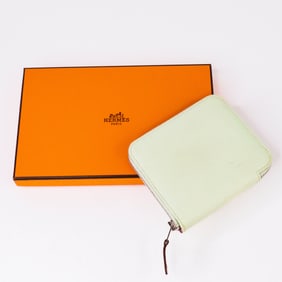 Hermes Azap Silk In Compact Wallet Leather White – U Stamp 2022, with Box